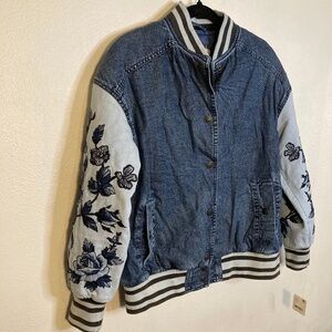 nwt we the free team spirit floral bomber varsity jacket
